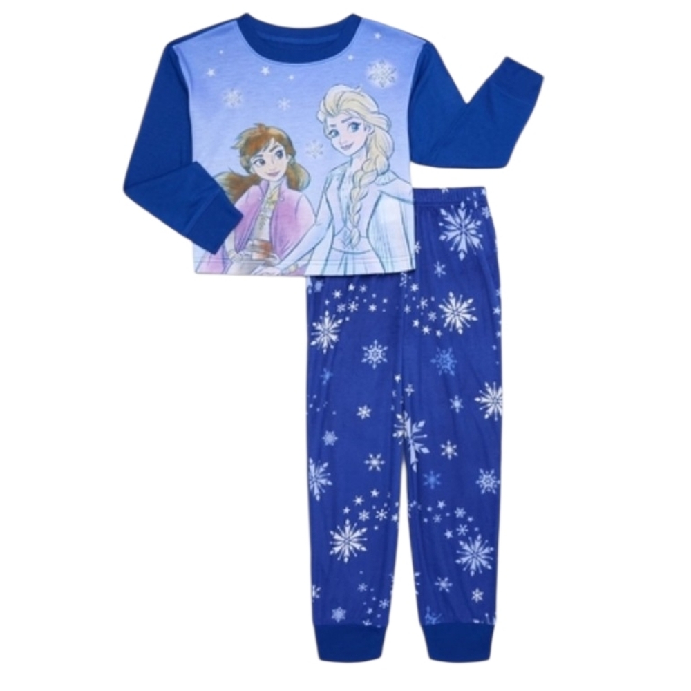 Disney‎ Frozen Girls Long Sleeve Top and Pants Pajama Set 2-Piece Kids Nightwear